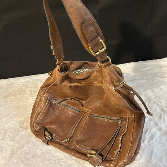 Sorial Tan Leather Shoulder Bag - Picture 1 of 14